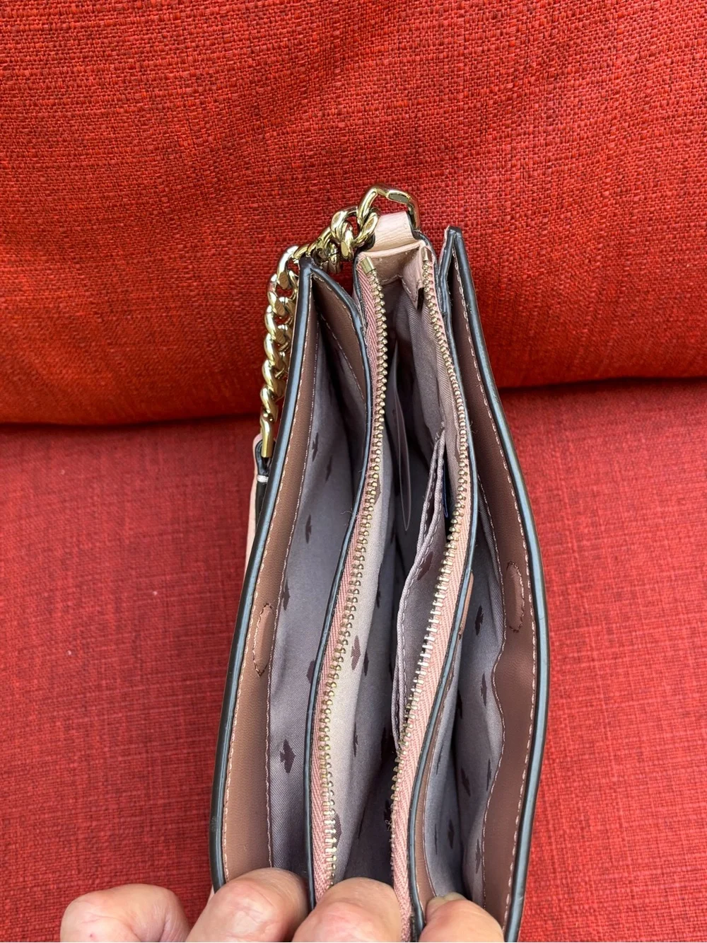 kate spade Blush Pink Saffiano Crossbody with Chain Strap